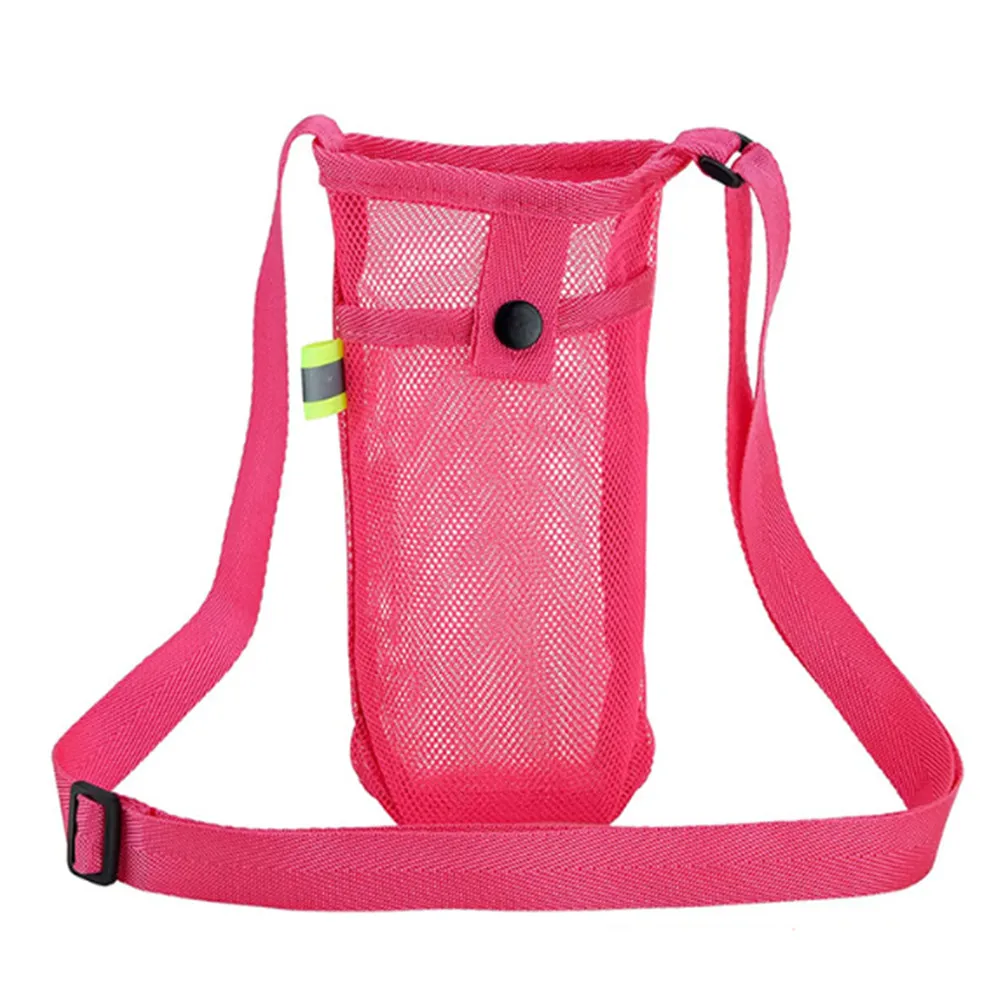 Portable Water Bottle Bag Adjustable Shoulder Strap Mesh Bottle Bag For Outdoor Hiking Sports Gym