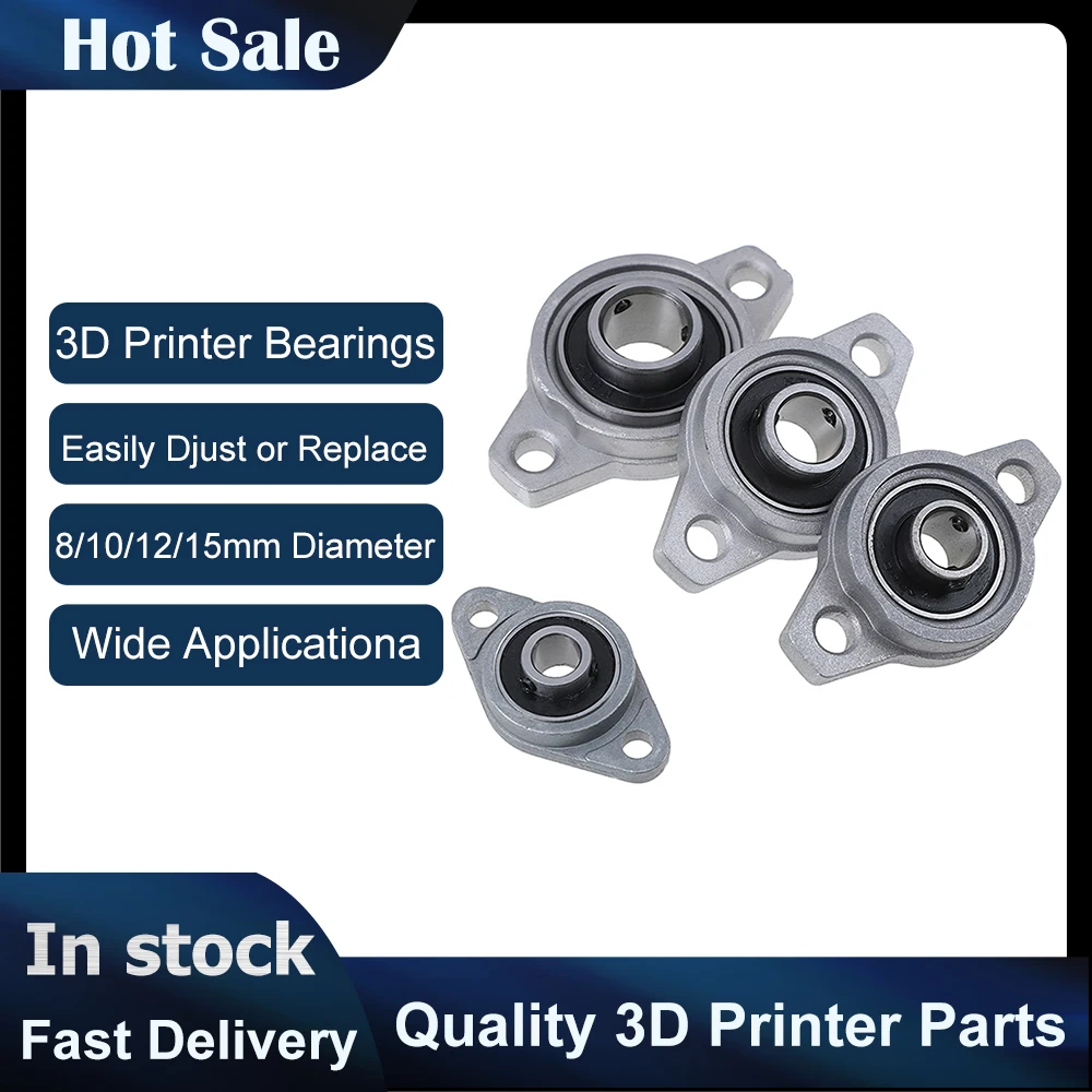 Brand New 8/10/12/15mm Bore Diameter Zinc Alloy Pillow Block Flange Bearing Kfl Series 3D Printer Accessories