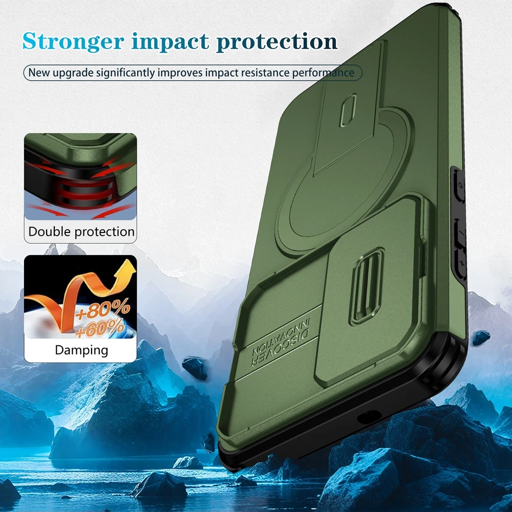Magnetic Stand Holder Armor Case with Magsafe Wireless Charging Compatibility