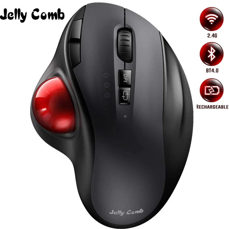 Jelly Comb Bluetooth Trackball Mouse Rechargeable 2.4g Usb Wireless