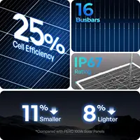 Panneau solaire Renogy 100W de type N, panneau solaire 12V 100 watts 16Bb 25% haute efficacité, panneaux solaires de type N pour bateau marin RV 4