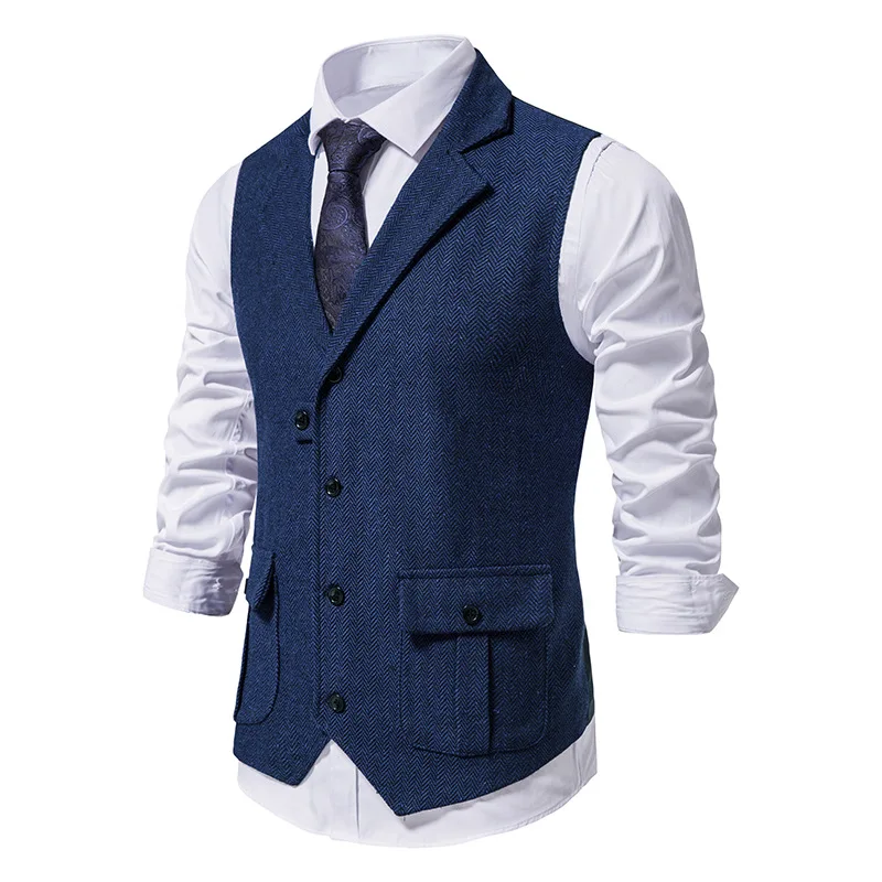 Mens Suit New Men's Brown Vest Suit Vest Single breasted Designer Brand Sleeveless Formal Coat Top Adult Dress Tuxedo