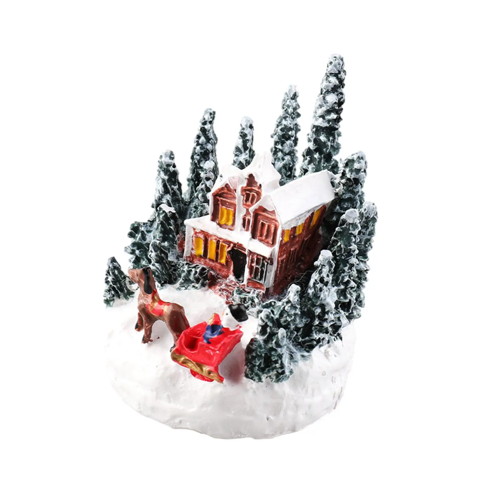 

Christmas Snow Scene Village Light up House Miniature Resin Ornament 5x5x7cm