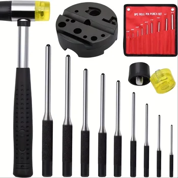 Roll Pin Punch Tool Set Storage Smithing Small Punch Long Tools Removing Repair Bench Block Roll Pin Punch Set Hammer Metric 1