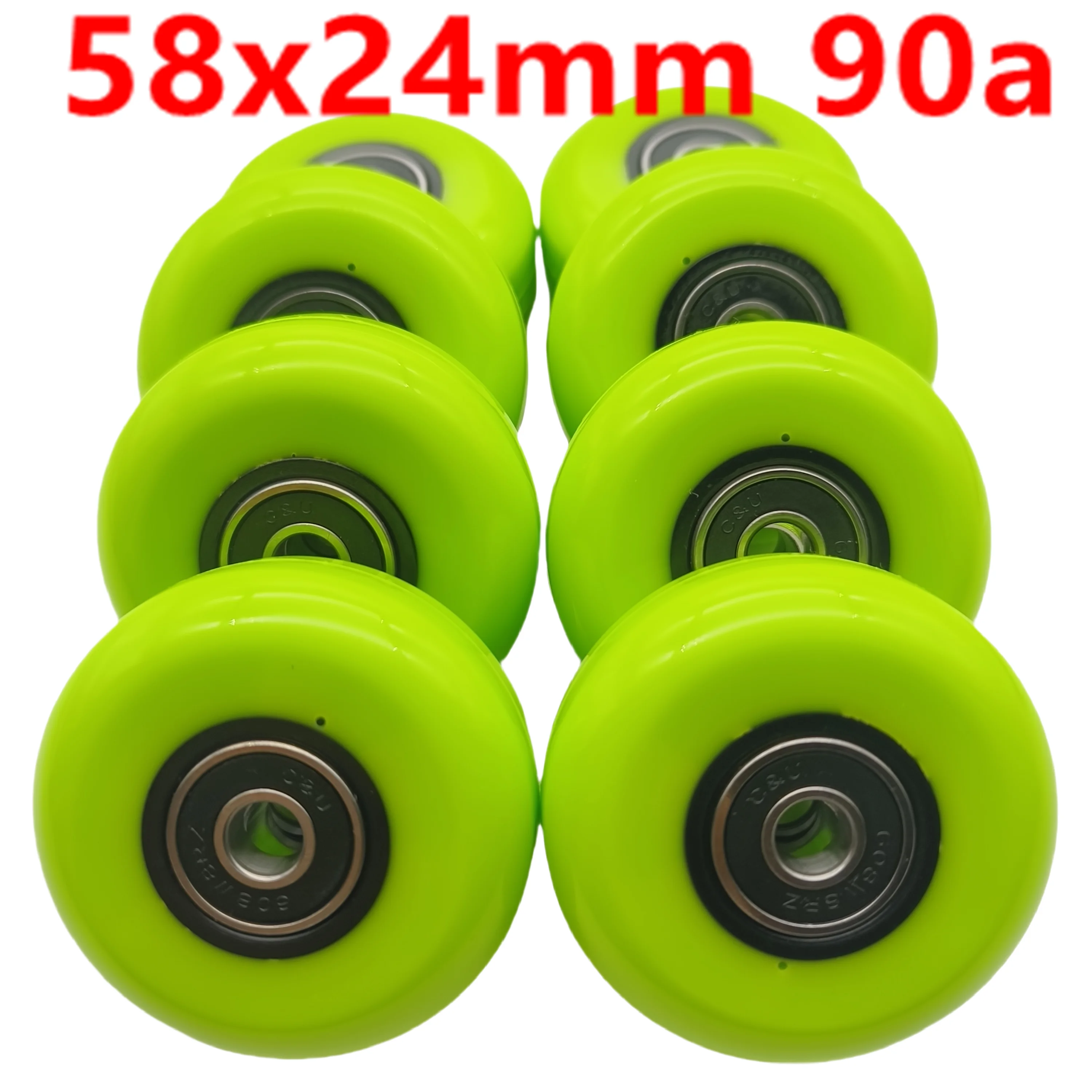 Roue de patin agressif 58x24mm 90A 58mm 59x24mm 92a 8 roues/lot couleur verte
