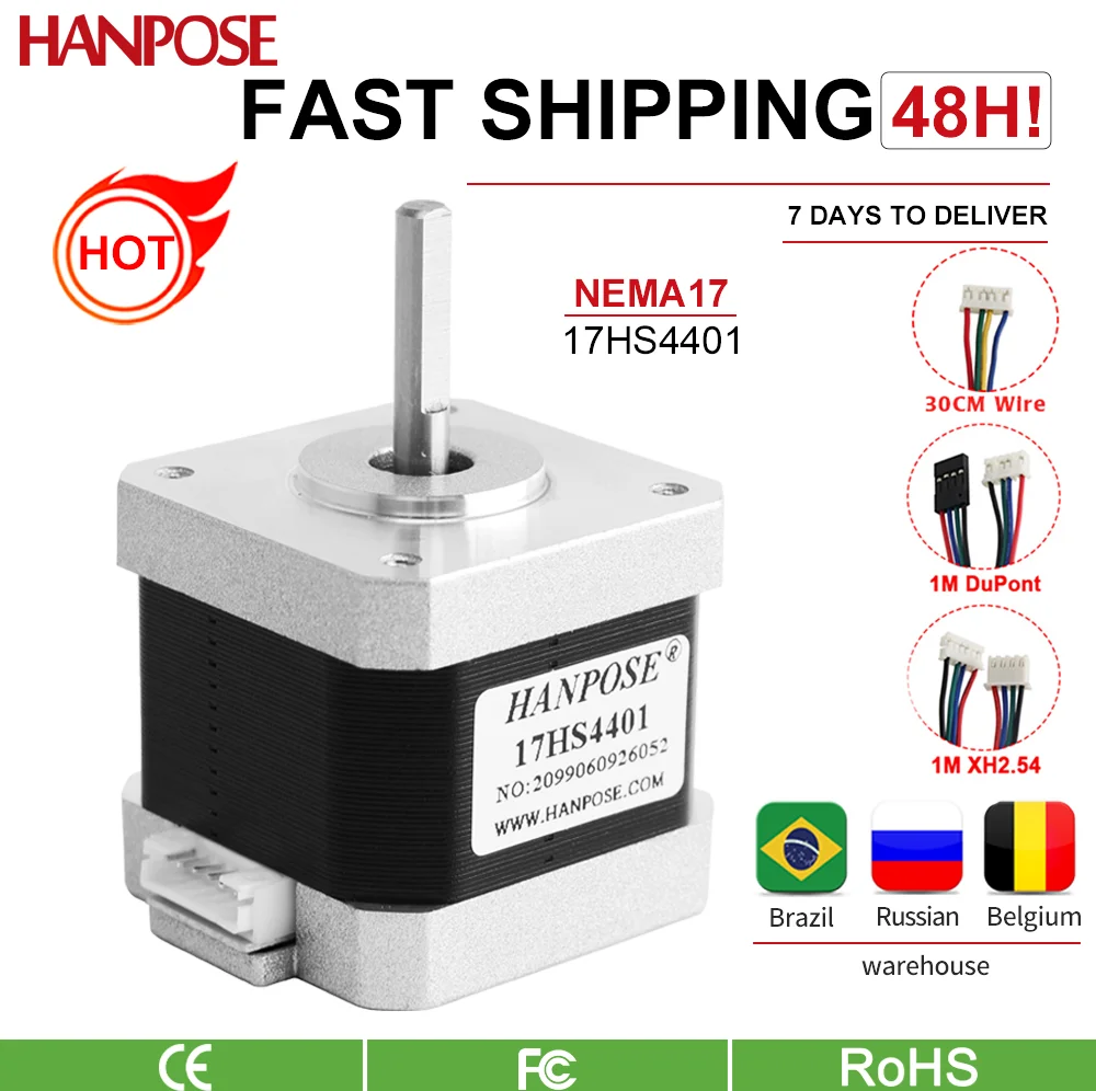 1 piece 4-lead Nema17 stepper motor 42 motor Nema17 40N. CM 1.5A (17HS4401-17HS8401S) 3D printer and CNC XYZ for stepper motor