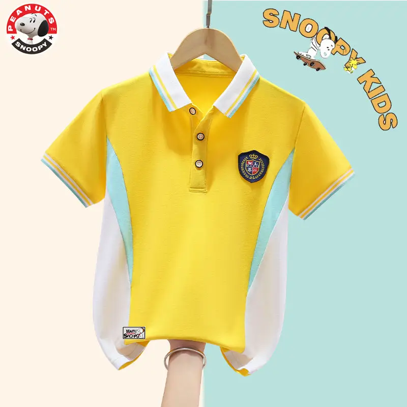 

Летняя футболка для мальчиков Snoopy, рубашка-поло с короткими рукавами, милый мультяшный свитшот для мальчиков, Красивый хлопковый подарок для мальчиков