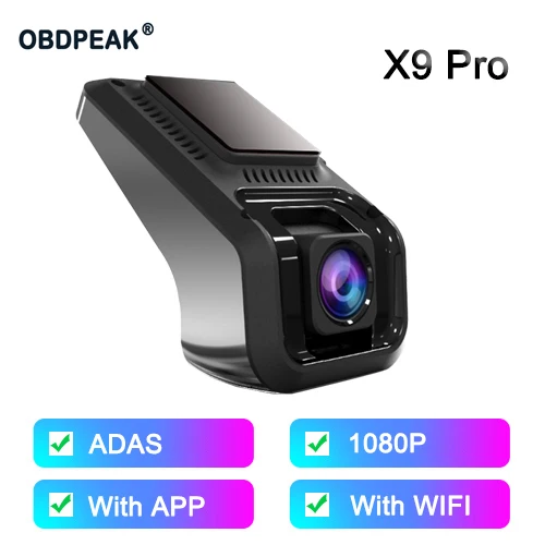 thumbnail image 1 of X9 Pro FHD 1080P Dash Cam Dvr ADAS WIFI 1080P Smart Car DVR Phone APP Mini Front Camera Lens Video Driving Recorder USB Connect, 1 of 5