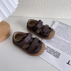 Solid Color Children's Beach Shoes Baby Sandals Summer New Kids Leather Clogs Baby First Walkers Baby Girl Shoes
