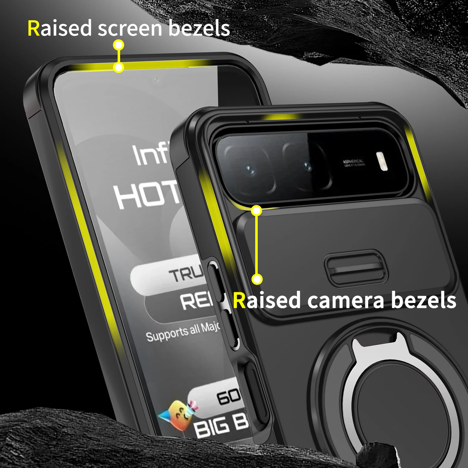 Shockproof Armor Phone Case with Magnet Holder and Lens Protection Cover