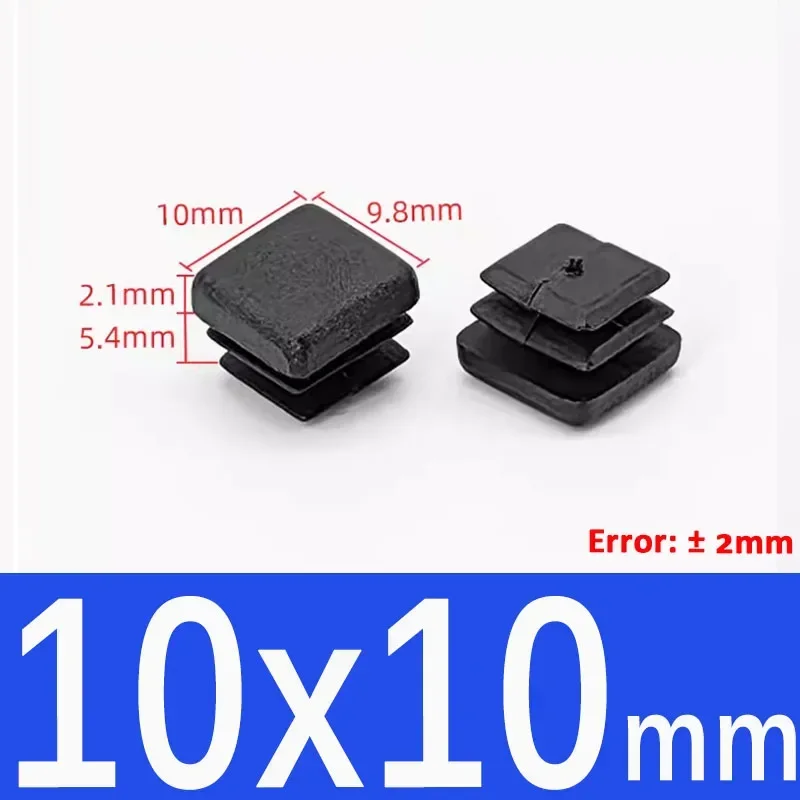 Black Square Plastic End Caps for Table or Chair Feet Protection