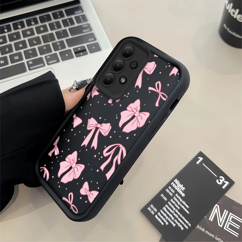 Chic Pink Bow Silicone Phone Case - Cute Korea-Inspired Anti-Drop Cover