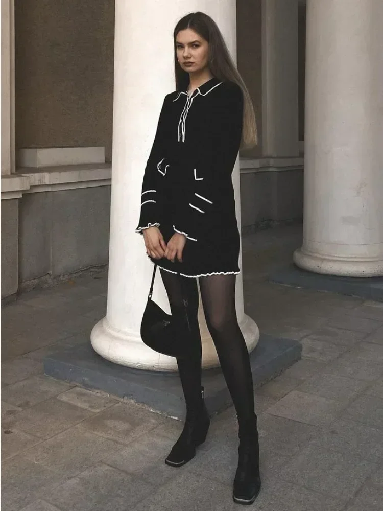 BWQ Ruffled Fashion Knit Dress Women Autumn Ribbed Contrast Long Sleeve High Waist Lapel Gown Dress Knitwear Ladies Maxi Dress - AliExpress 200000345 BWQ Ruffled Fashion Knit Dress Women Autumn Ribbed Contrast Long Sleeve High Waist Lapel Gown Dress Knitwear Ladies Maxi Dress - AliExpress 200000345