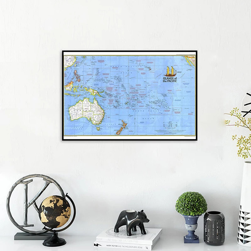 100x150cm Non-woven Spray Painting Map of Asia Pacific Supplement in November 1989 For Living Room Wall Decor