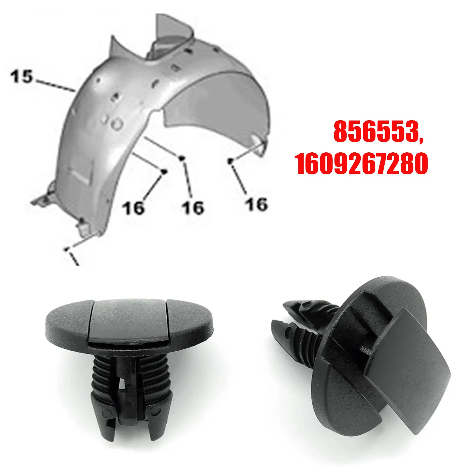 Für PEUGEOT 206 207 307 308 Citroen C3 C4 C5 C6 Stoßstange Kotflügel Radhaus Montage Zierleiste Clip Befestigungen Nieten – Detail 2