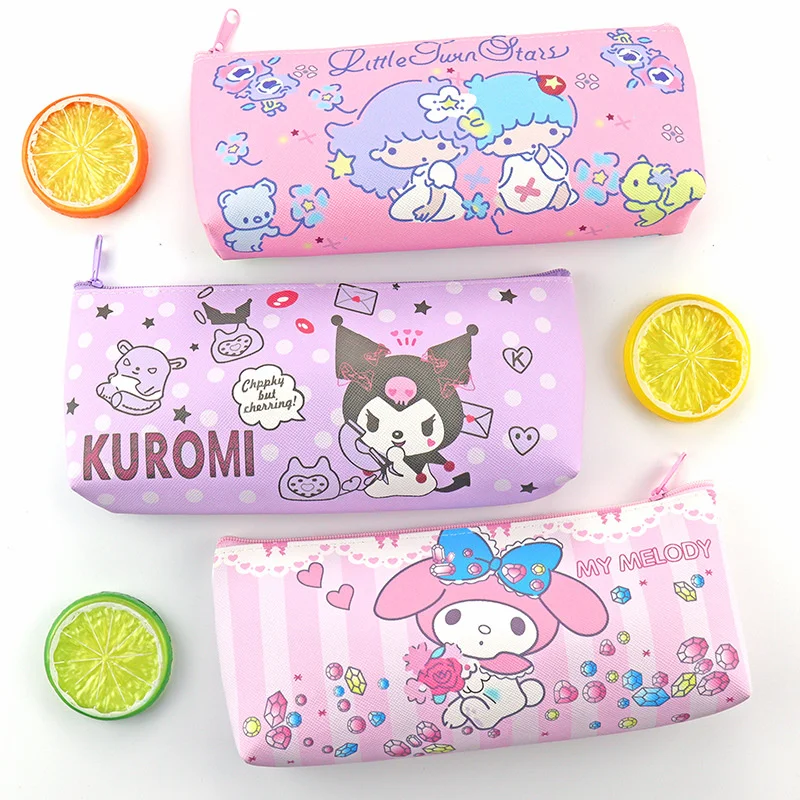 

Kawaii Sanrio Pencil Case Kuromi Kitty Stationery Bag Anime Melody Cinnamoroll Cartoon Purse Sanrio Accessories for Girls Gifts