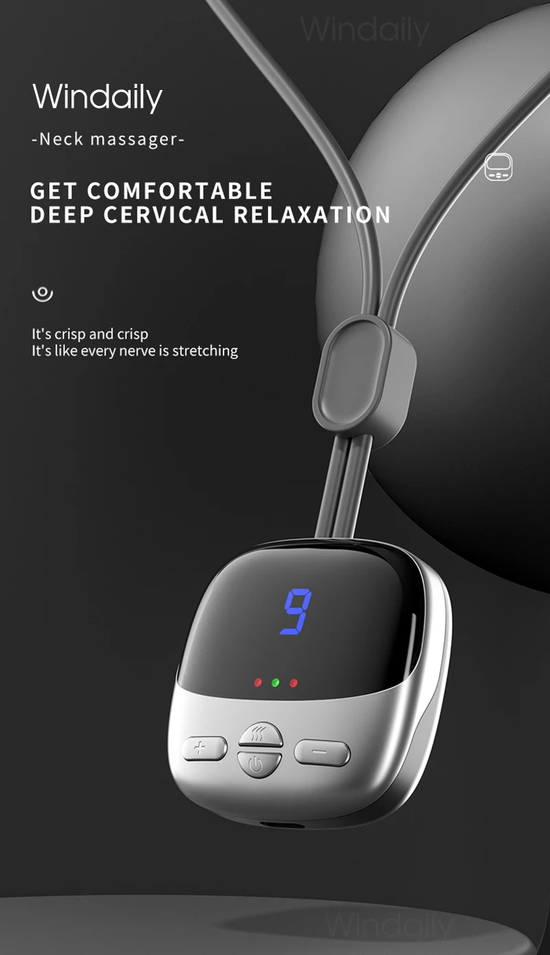 Mini Portable Hanging Neck Massager With Heat Electric EMS TENS Pulse Smart Cervical Spine Massager Shoulder F  2023_voghion.com