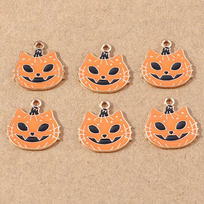 10 stücke niedlichen Emaille Halloween Kürbis Charms Anhänger für Schmuck machen DIY Ohrringe Halskette Armband Zubehör liefert – Detail 9