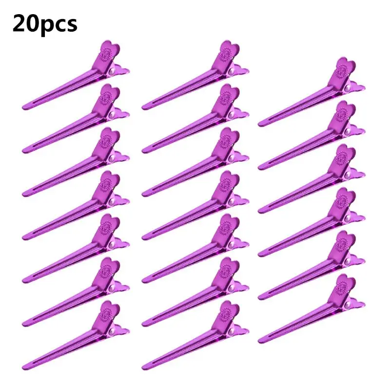 20Pcs 살롱 분할 오리 빌 클립 여러 가지 빛깔의 금속 Hairdressing Sectioning 비 슬립 악어 머리 핀 드롭 배송