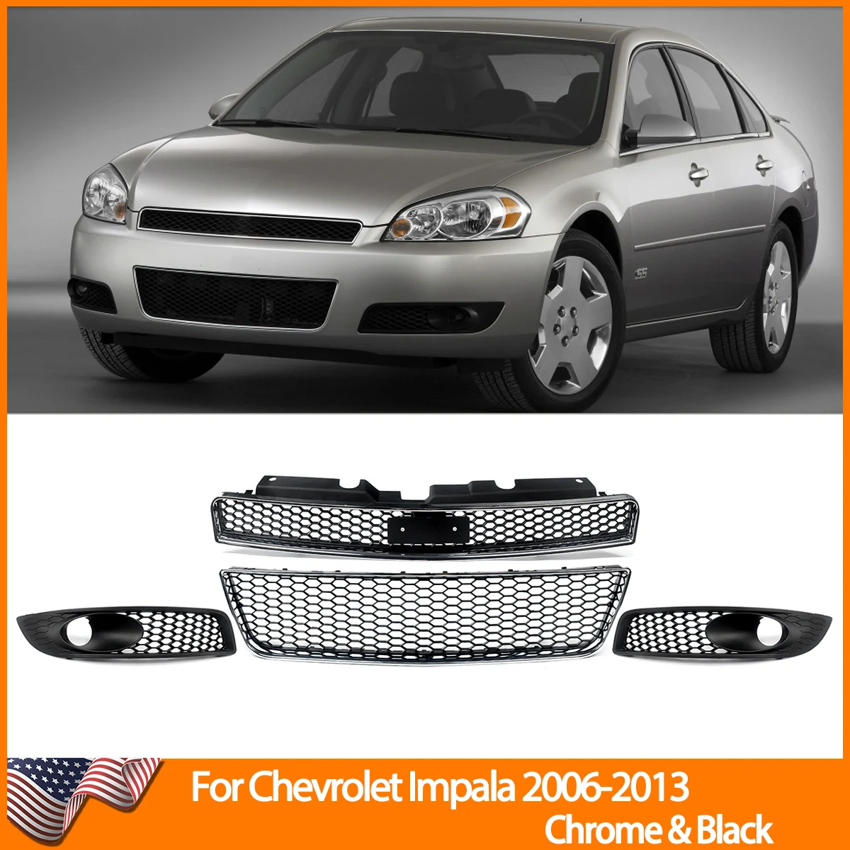 

Передняя Верхняя и нижняя решетки радиатора и противотуманная решетка для Chevrolet Impala 2006-2013