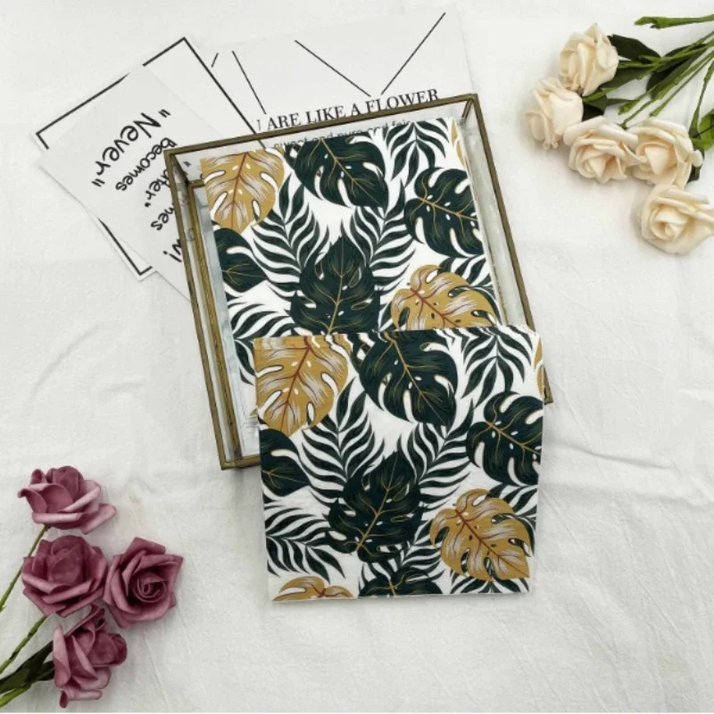 Colourful Printed Napkins Leaves 2 Layers Wood Pulp Paper Folding Disposable Paper Placemats Party Napkins 20pcs/pac 33cm