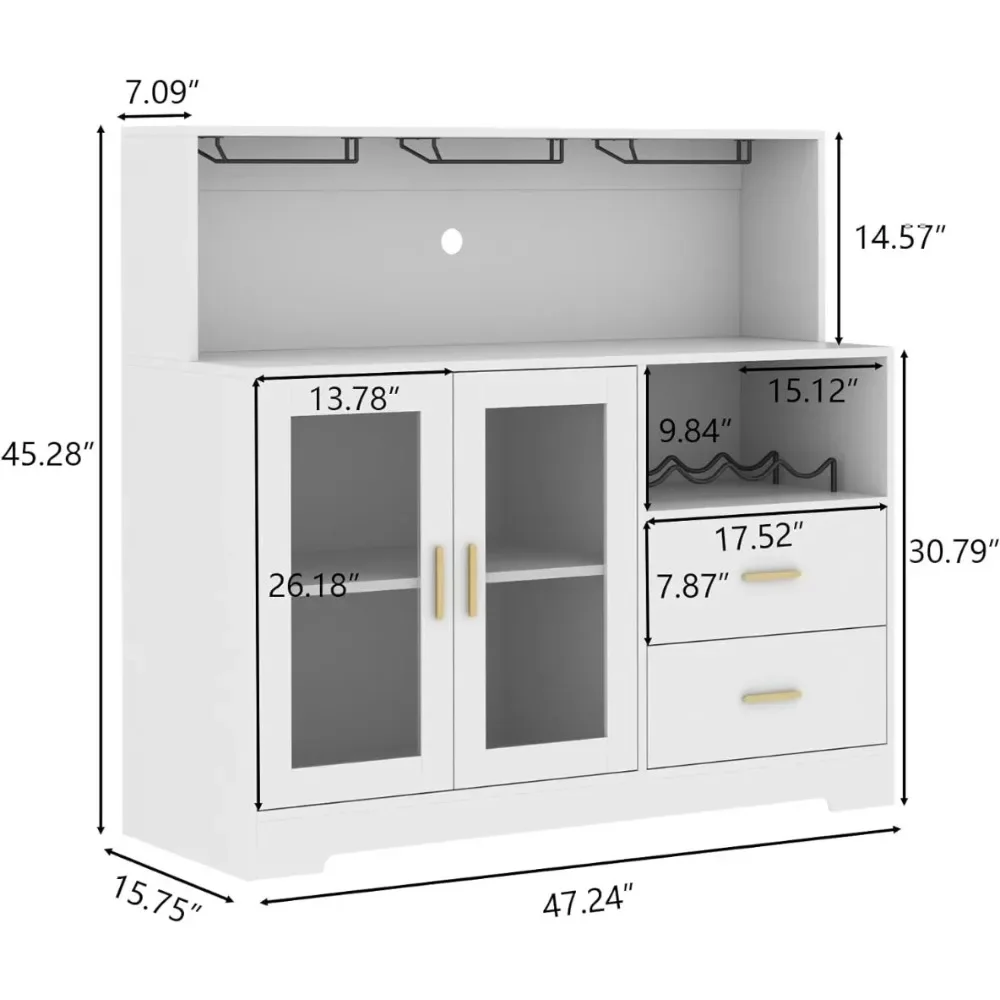 Wine Rack Coffee Bar Cabinet with LED Light