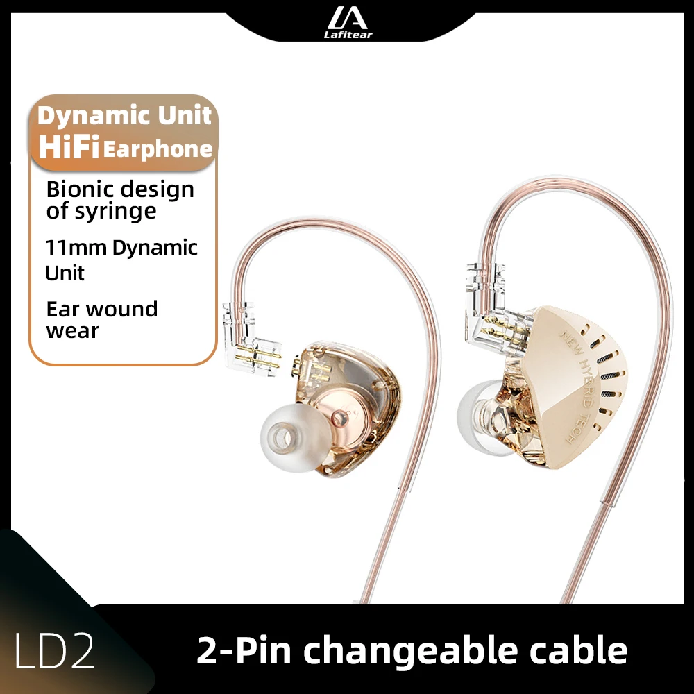 

Lafitear LD2 1DD In Ear Earphone Dual Magnetic Dynamic Drive Headphone 3D-HIFI Music Sport Headset With 2 Pin Detachable Cable