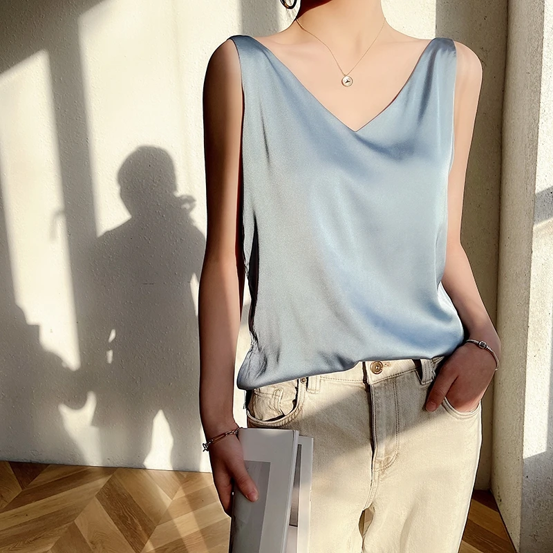 Women's New Four Seasons Inner Wear Silk Suspenders 2022 V-Neck