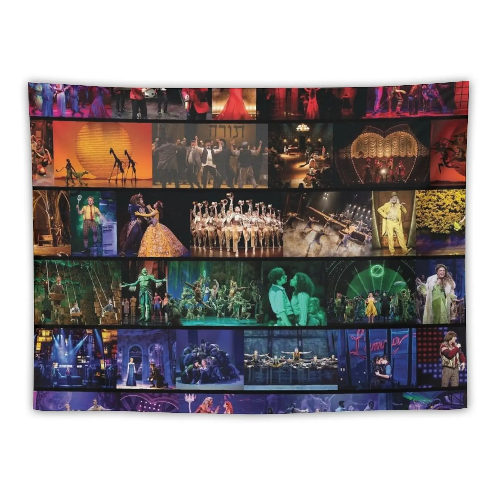 Rainbow Collage of Broadway Sows Tapestry Wall Hanging Decor Room Decorations Carpet Wall Tapestry