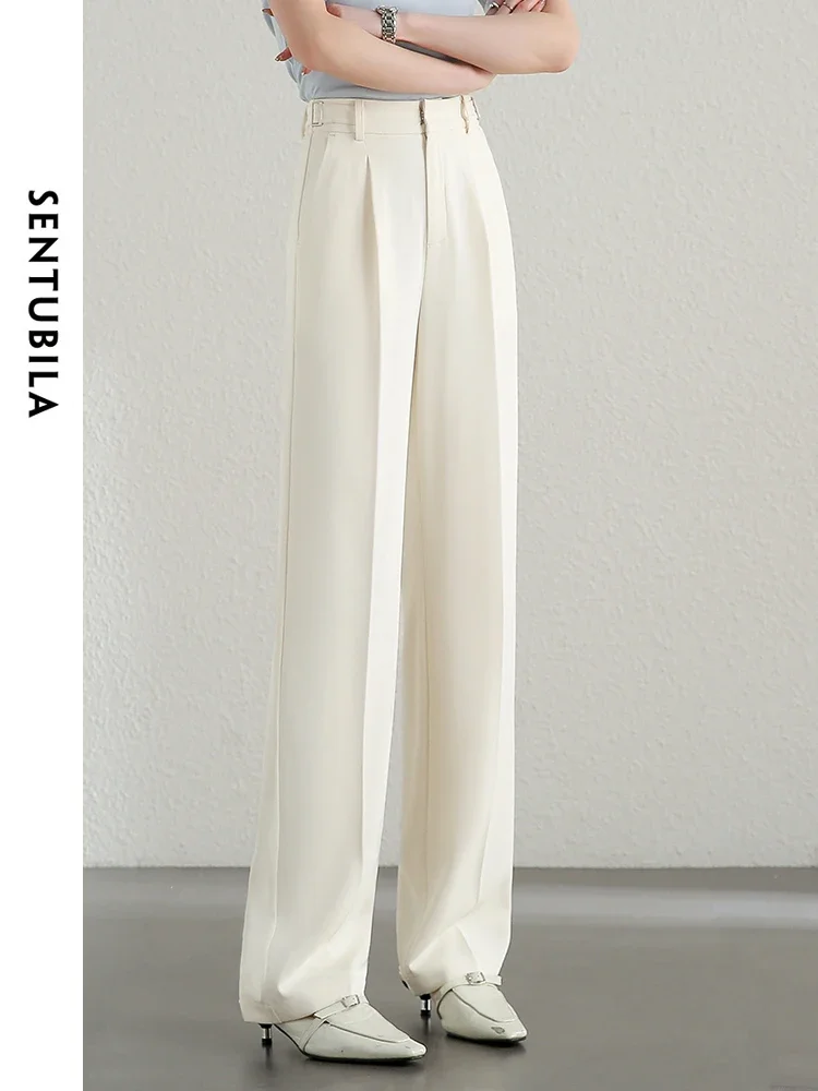 SENTUBILA Comfort Full Length Wide Leg Pant 2025 Spring New