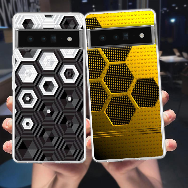 Fashion White Honeycomb Building Block Phone Case Cover for Google Pixel 9 8 7 6 5 4 Soft TPU 7A 6A 5A Pro XL Transparent Shell