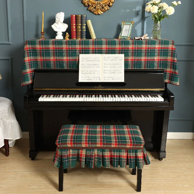 

High Grade Lattice Piano Cover American Furniture Cover Cloth Dust Protection Cover Electric Piano Half Cover Piano Stool Chair