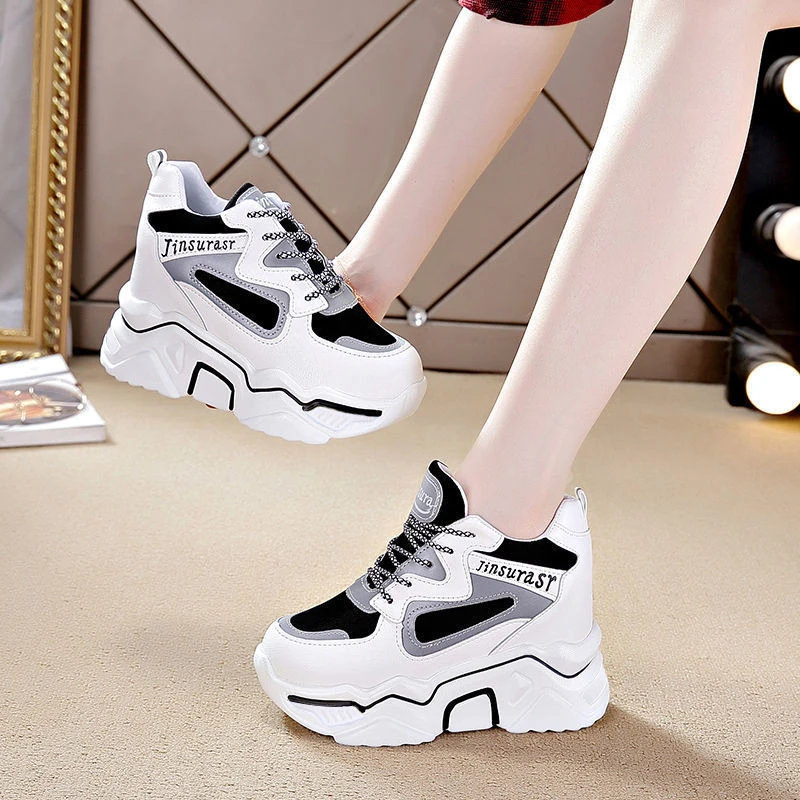 Blootstellen stok auditie New Ins White High Heel Sneakers Women's Chunky Shoes Wedge Sneakers Girls  Pink Platform Tenis Trainers Woman Thick Soled Shoes| | - AliExpress