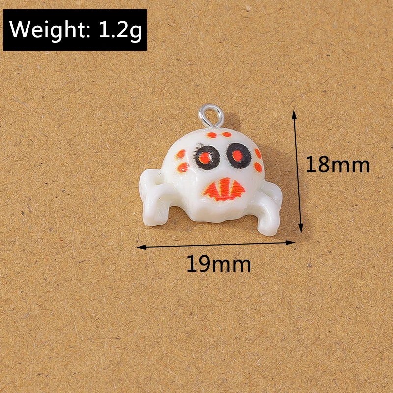 10 Stück süße Harz Halloween Charm Fledermaus Geist Kürbis Anhänger für Ohrringe Halskette DIY Armband Schmuckherstellung Zubehör – Detail 14