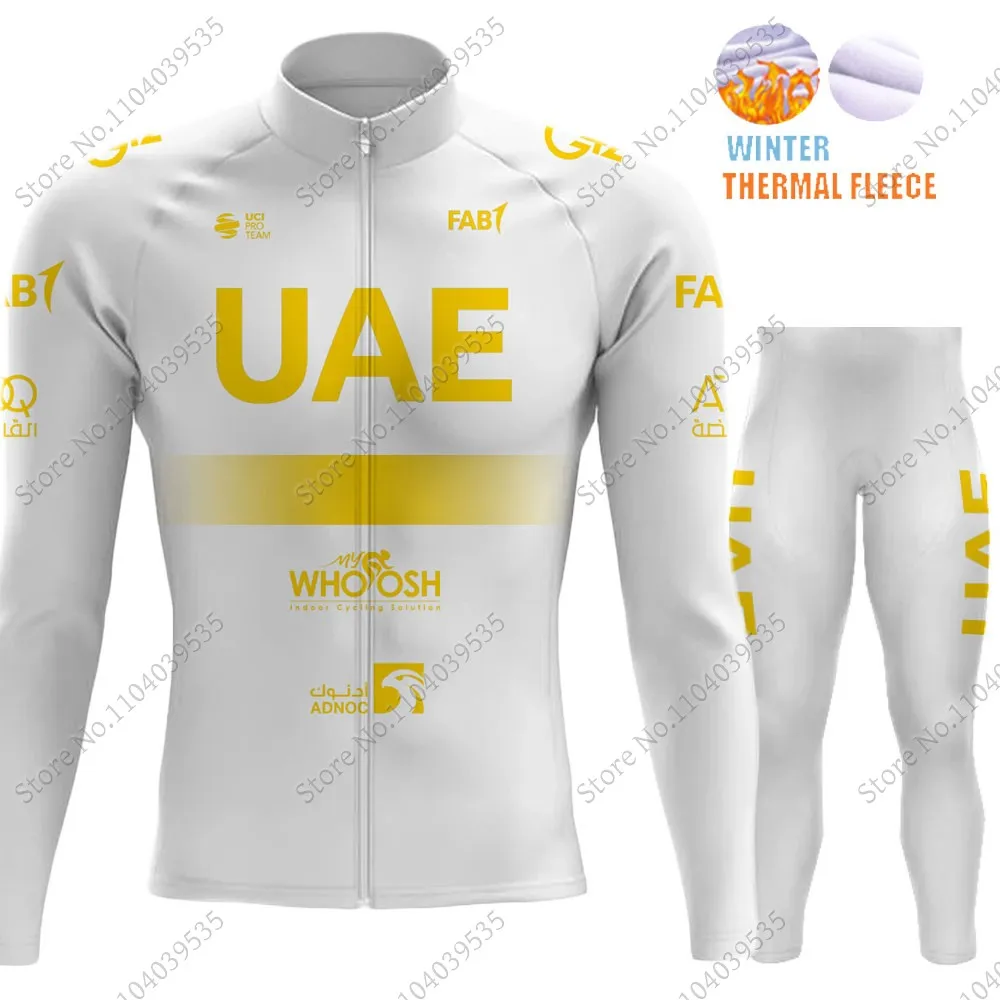 Team Uae Golden Cycling 2024 Jersey Set White Long Sleeve Men Clothing Road Pants Bib Bike Suit MTB Wear Maillot Rop 6