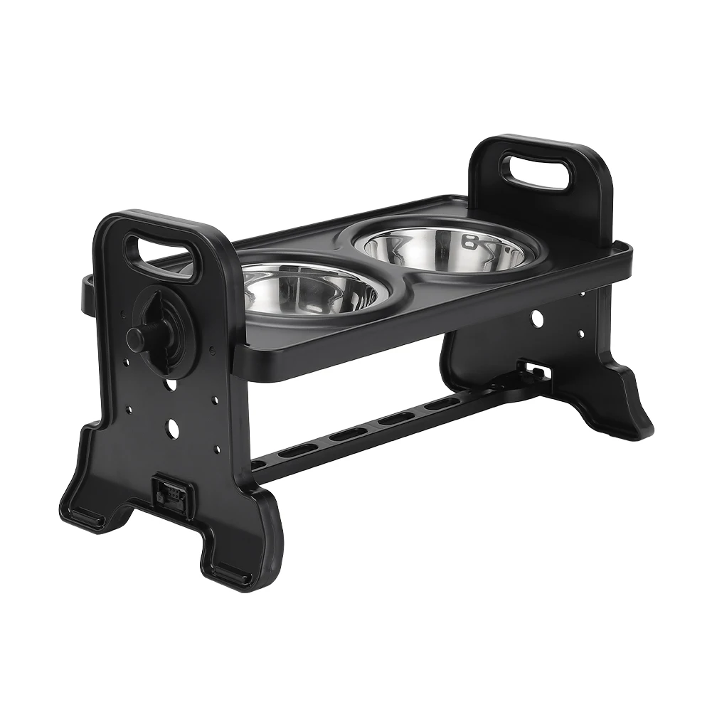 Voltsify 3-Level Adjustable Elevated Dog Feeder with 2 Stainless Steel Bowls & Non-Slip ABS Stand, Foldable & Detachable