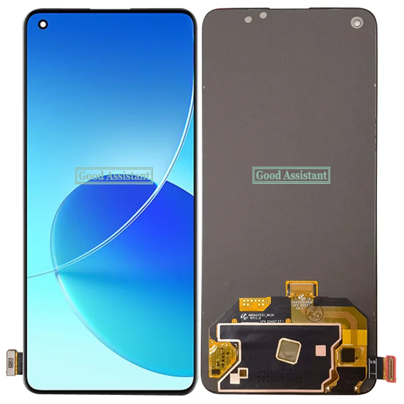 HLYGZX Display di ricambio per Oppo Reno6 5G LCD Schermo TFT, PEQM00 CPH2251 Display Schermo Touch Digitizer Assembly Kit parti di riparazione (Nero con cornice, Senza impronta digitale