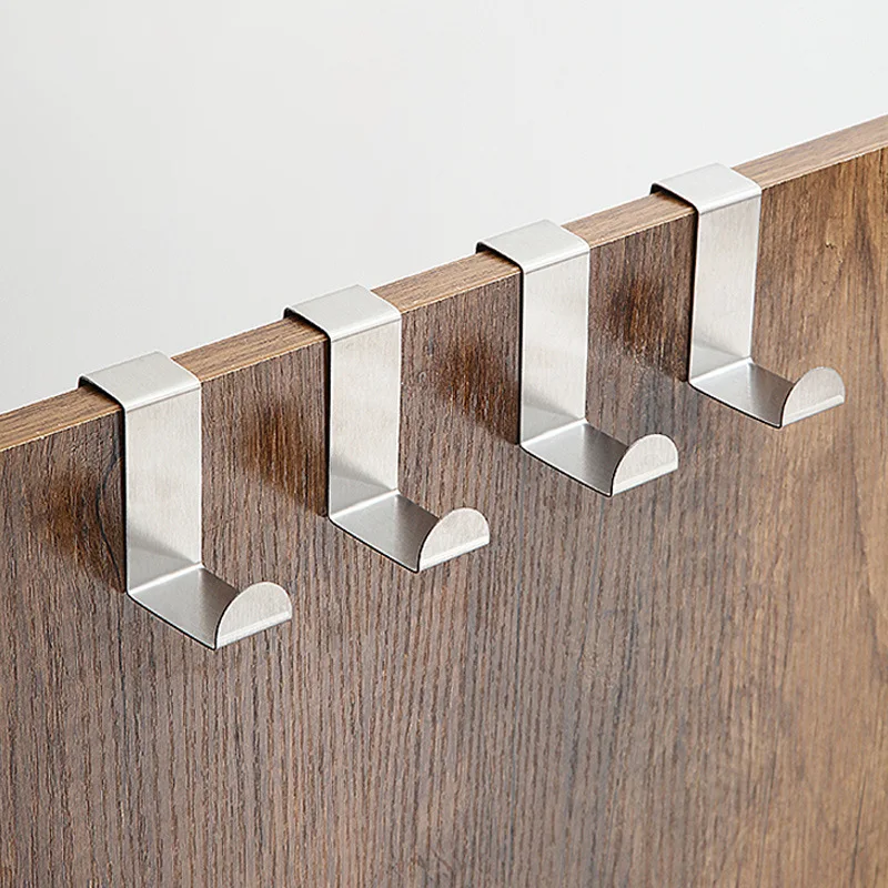 S-Shape Cabinet Door Hook Stainless Steel Hanger Key Storage Punch-Free Home Kitchen Bathroom Door Organizer Gifts
