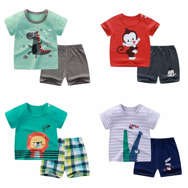 baby clothes penguin set Fashion Brand Baby Tshirt Suit Summer Short Sleeve Tops Shorts Toddler Girl Outfits Infant Boy Clothing Casual Two Piece Sets Baby Clothing Set discount