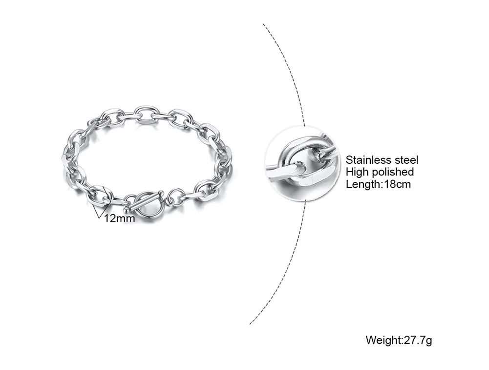 MÄNNER SCHMUCK 3 ZU 8MM BREITE EDELSTAHL WEIZEN KETTE ARMBAND 7,48 ZU 9 ZOLL KARABINERVERSCHLUSS – Detail 1