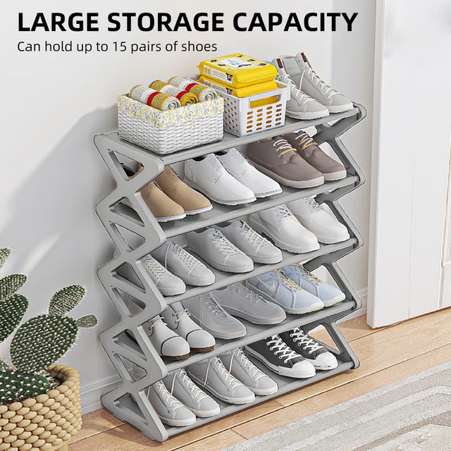 5-Tier Foldable Tall Shoe Rack Plastic Saving Shoe Shelf for Entryway  Stackable Large Shoes Rack Storage Shelf Vertical Storage - AliExpress