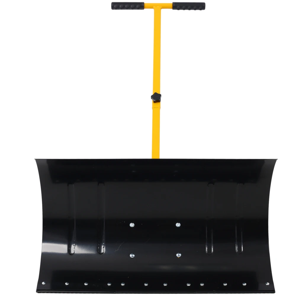 Snow Shovel with Wheels, Snow Pusher, Cushioned Adjustable Angle Handle Removal Tool, 29" Blade, 10" Wheels,yellow color