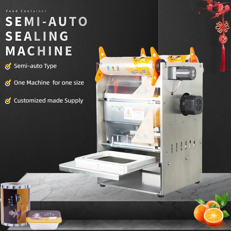 Food Containers Semi Automatic Vacuum Tray Sealer Sealing Machine For