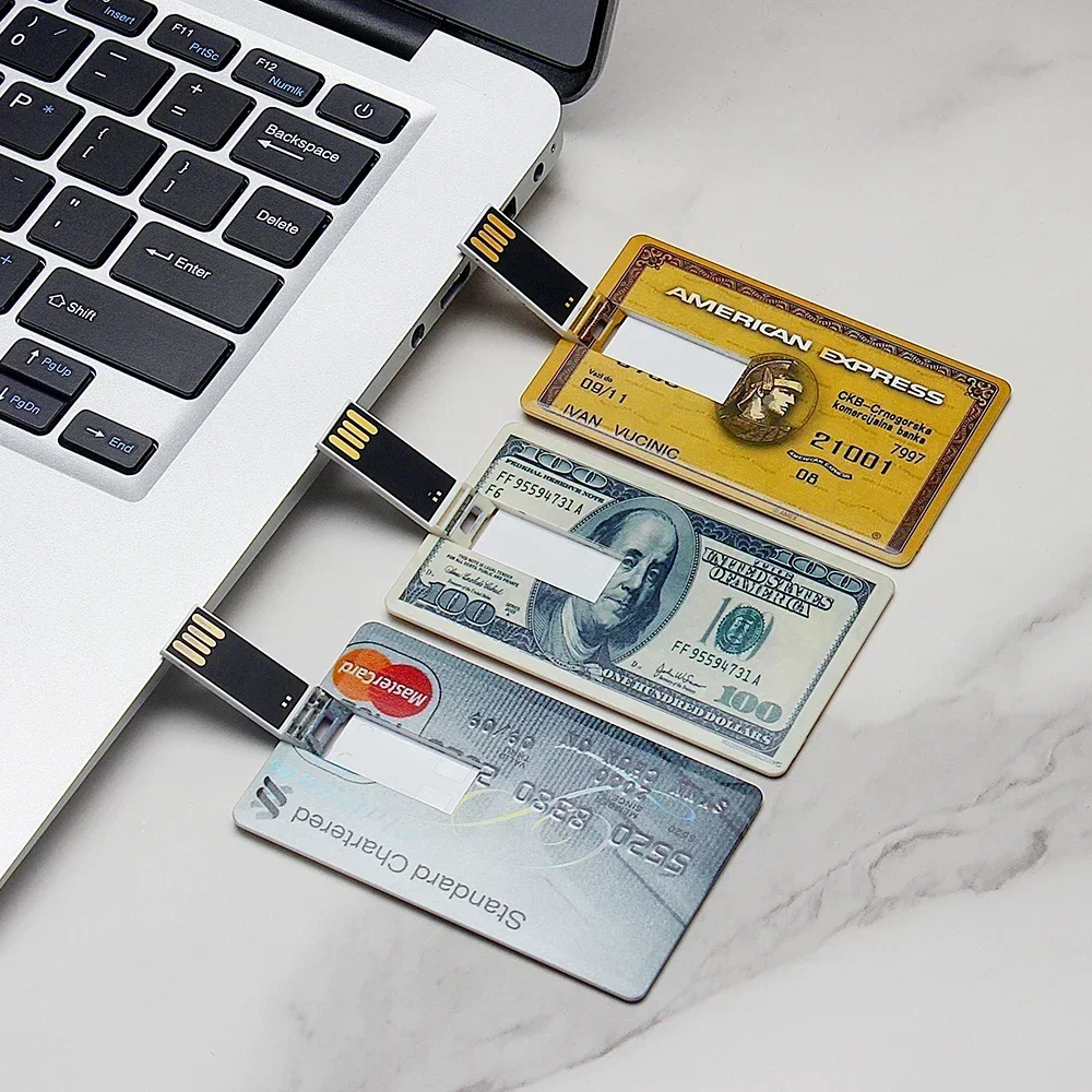 JASTER Plastic Card Bank Card Shape USB Flash Drives 128GB Real Capacity Pen Drive 64GB Business Gift Memory Stick 32GB U Disk