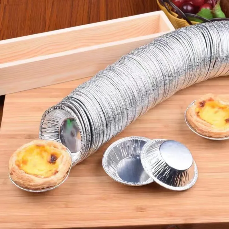 

50 Pieces Disposable Silver Aluminum Foil Paper Cup Baking Cup Egg Tart Mold Cookie Pudding Mold Non-stick Cake Mold Pastry Tool