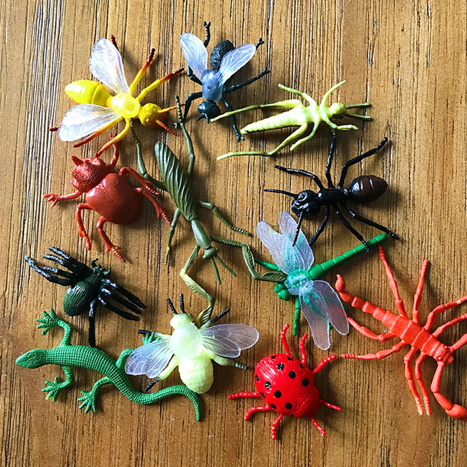 12PCS Montessori Animal Cards Funny Insect Figurines Toys with Matching Cards for Children Preschool Educational Toys Flash Card 6