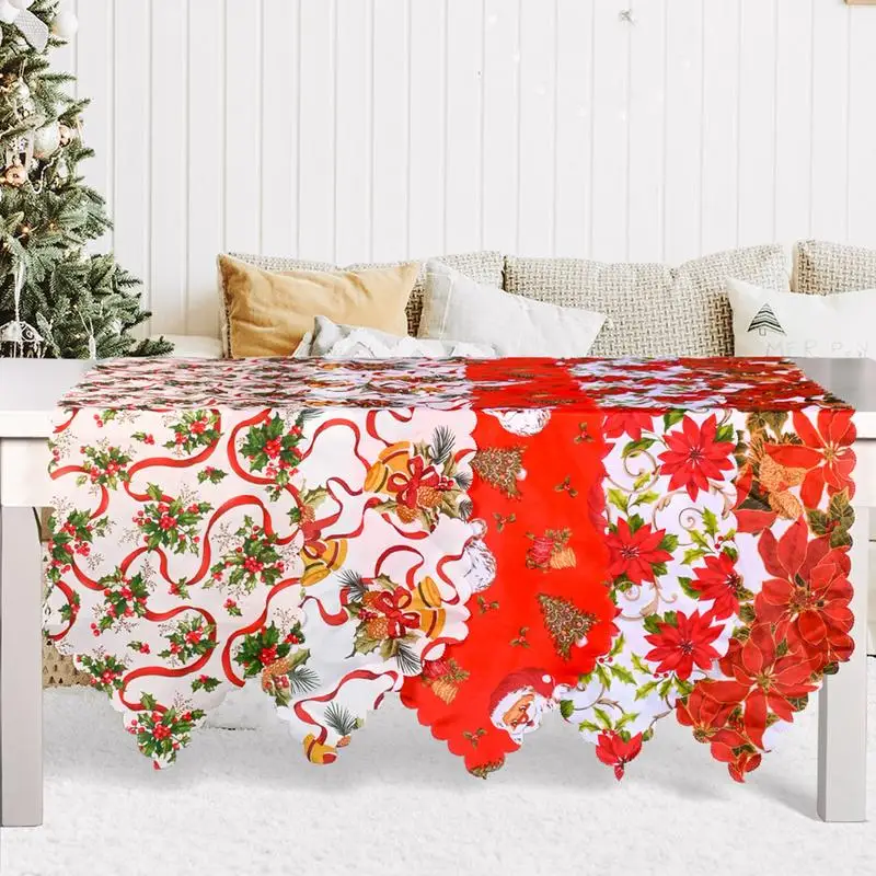 

Holiday Dining Table Linen 13x72 Inches Winter Decorations Snowflake Runner High-Definition Printing Easy Care Fabric Tablecloth