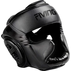 FIVING Full-Covered Boxing Helmet Muay Thai PU Leather Training Sparring Boxing Headgear Gym Equipment Taekwondo Head Guard