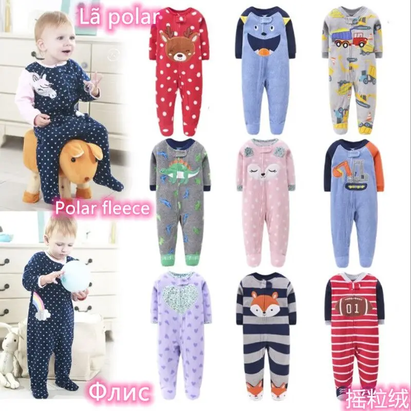 Children's fleece boys and girls jumpsuits with feet jumpsuits rompers warm pajamas spring, autumn and winter 3