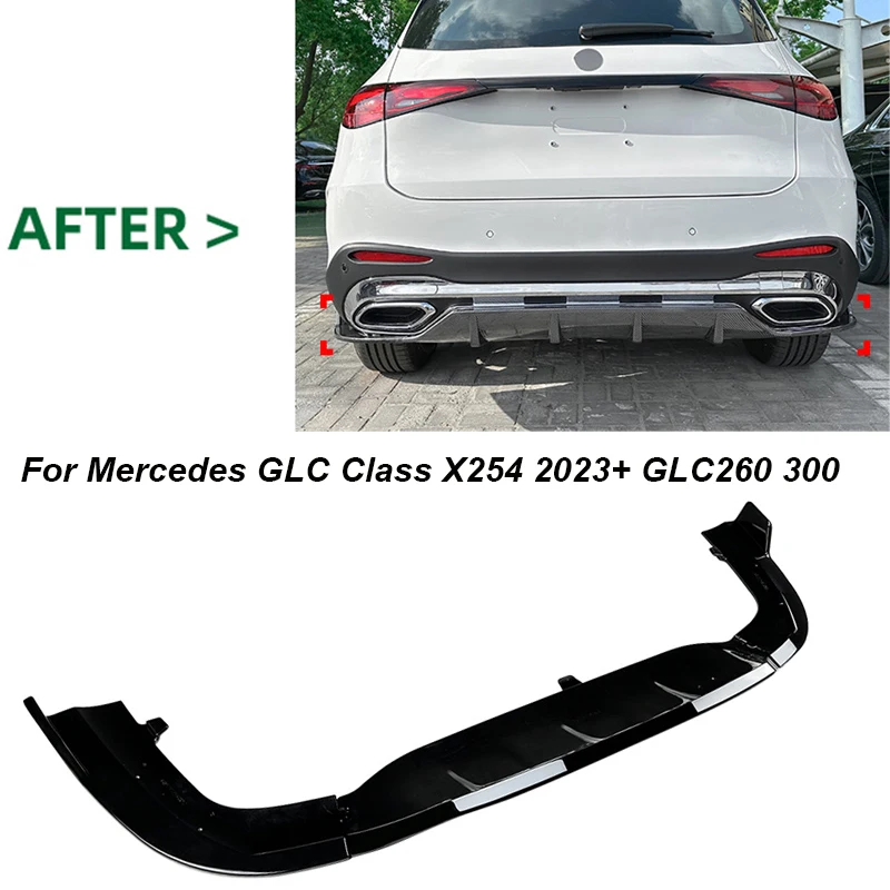 

Car Rear Bumper Diffuser tail Side Lower Splitters Spoiler Lip Guard protector 2023+ For Mercedes GLC Class X254 GLC260 300